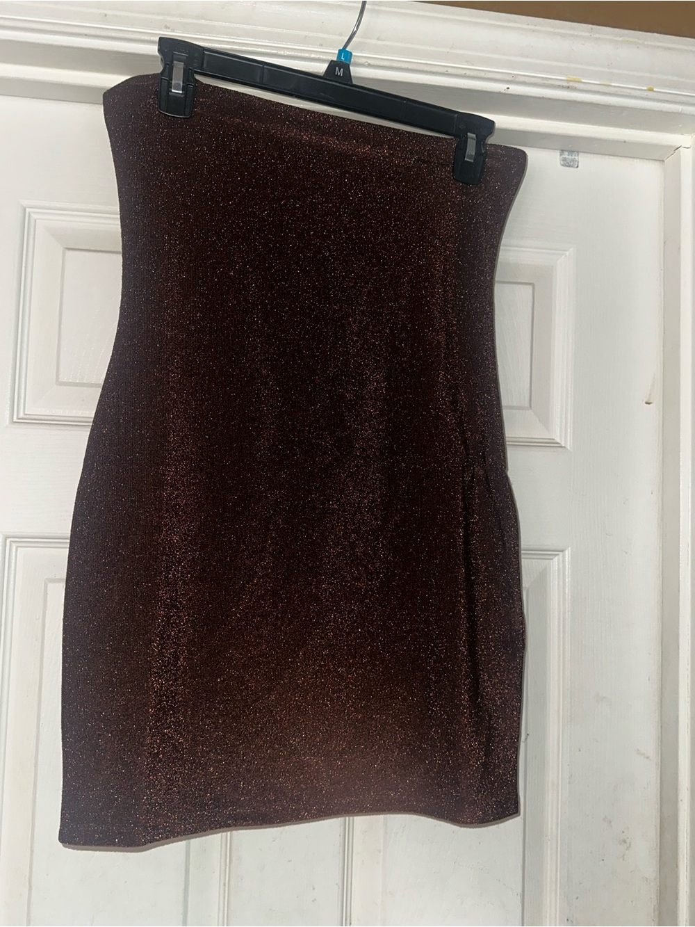 Divided Metallic Brown Mini Dress